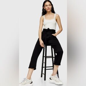 Top Shop Billy Paperbag Waist Crop Utility Women’s Trousers Size 6 With Belt